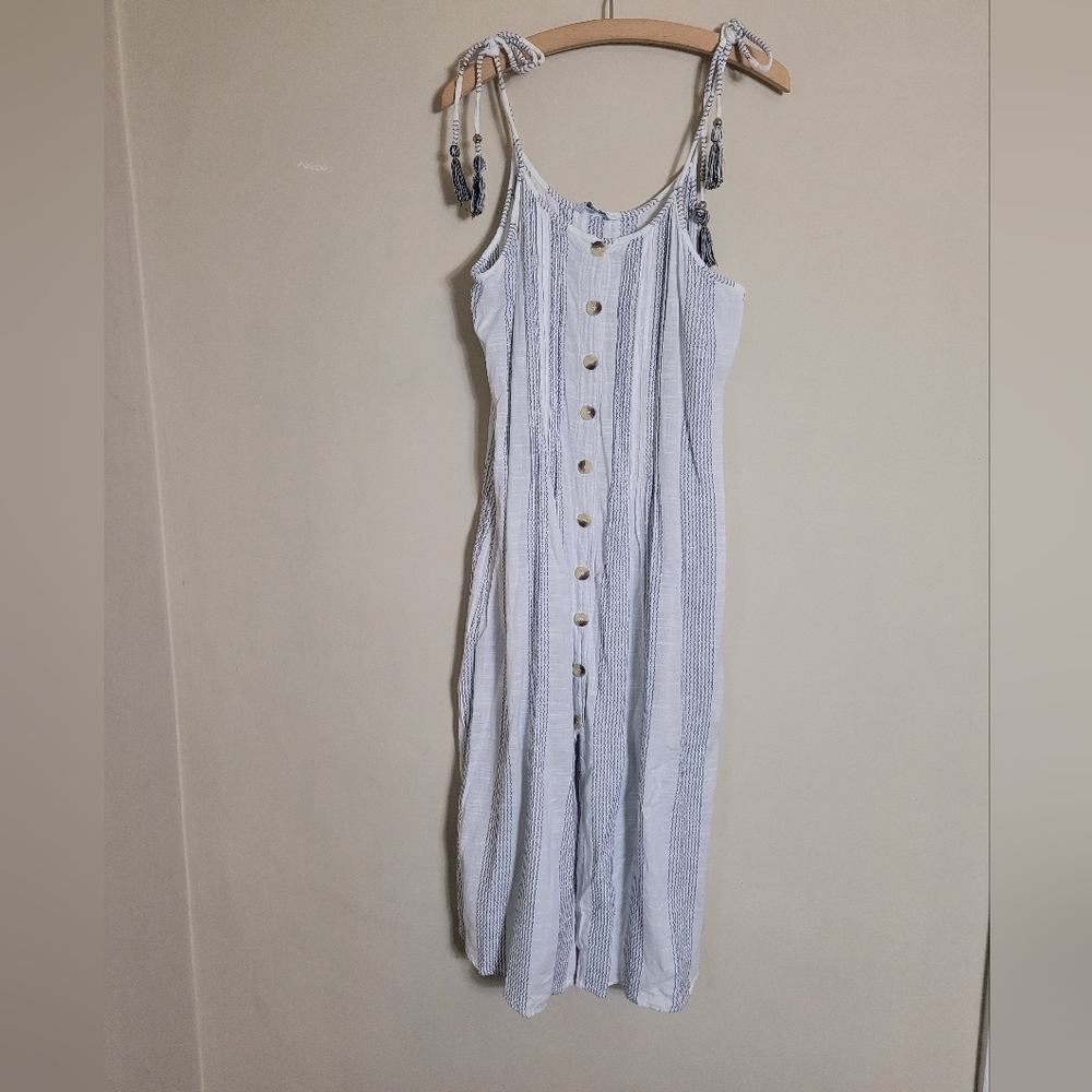 Blue Island Striped White and Blue Sundress/Coverup